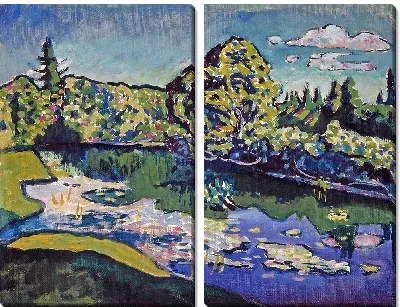 Картина Ахтырка, пруд в парке