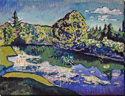 Картина Ахтырка, пруд в парке