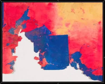 Синий квадрат красного фона