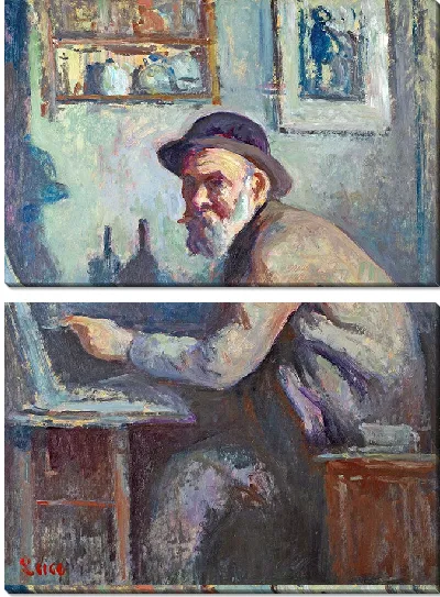 Картина Автопортрет у мольберта (1930)