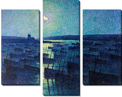 Картина Камаре, лунный свет и рыбацкие лодки (1894)