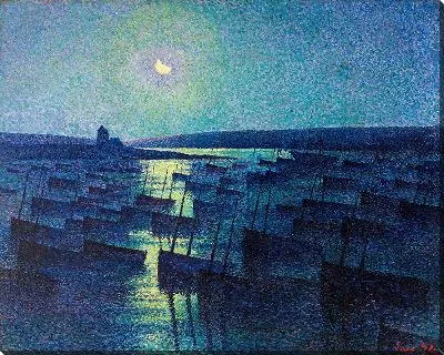 Картина Камаре, лунный свет и рыбацкие лодки (1894)