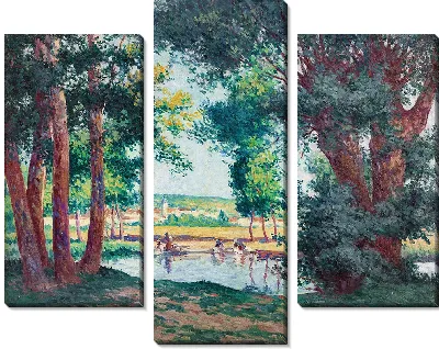 Картина Бесси-сюр-Кюр, прачки у кромки воды (1906)