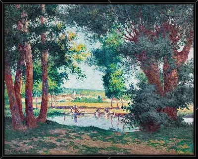 Картина Бесси-сюр-Кюр, прачки у кромки воды (1906)