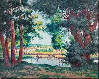 Картина Бесси-сюр-Кюр, прачки у кромки воды (1906)