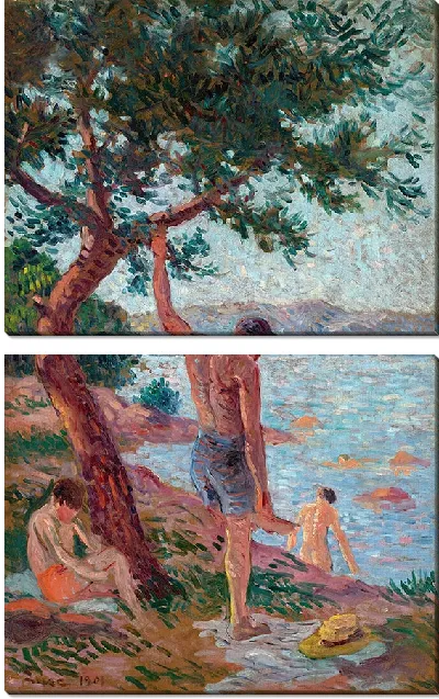 Картина Сен-Тропе, купальщики под сосновым лесом (1901 г.)