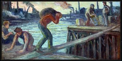 Картина Разгрузка баржи (около 1925-30 гг.)