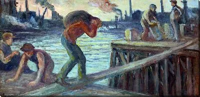 Картина Разгрузка баржи (около 1925-30 гг.)
