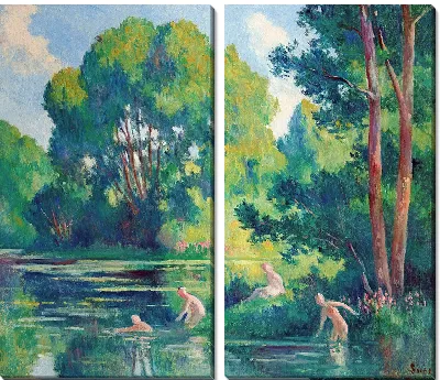 Картина Роллебуаз, катание на маленьких лодочках Сены (1920)