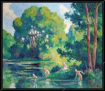 Картина Роллебуаз, катание на маленьких лодочках Сены (1920)