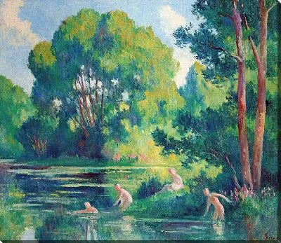 Картина Роллебуаз, катание на маленьких лодочках Сены (1920)
