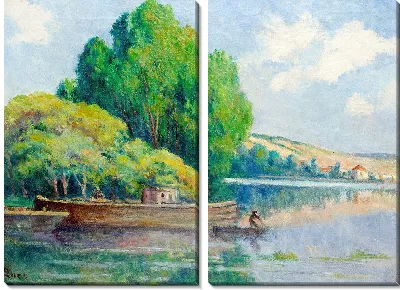 Картина Река и лодка