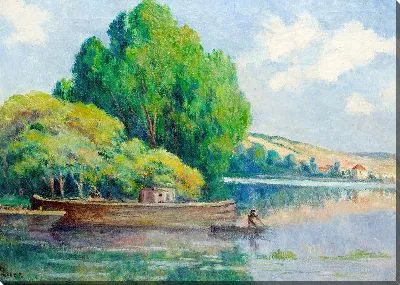 Картина Река и лодка