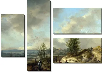 Картина Пейзаж Дюны с Рекой и Многими иллюстрациями (A Dune Landscape with a River and Many Figures)