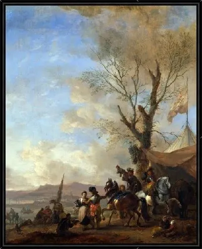 Картина Кавалеристы остановились в Кабине Сатлера (Cavalrymen halted at a Sutler's Booth)