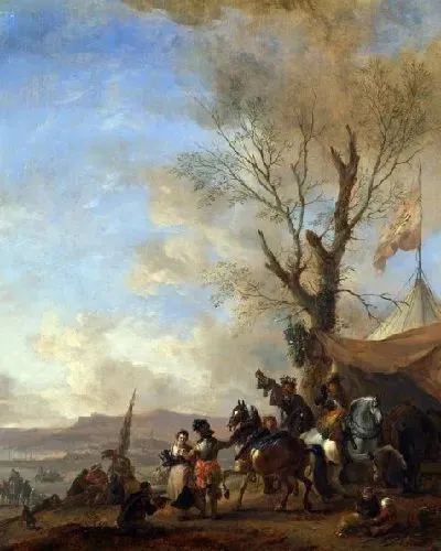 Картина Кавалеристы остановились в Кабине Сатлера (Cavalrymen halted at a Sutler's Booth)