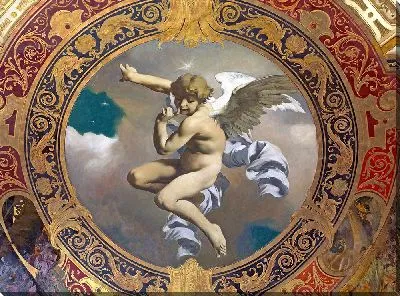 Картина Роспись потолка «Парящий путти» в спальне императрицы, Гермесвилла