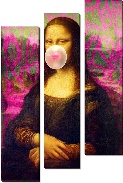 Модульная картина Мона лиза и жвачка