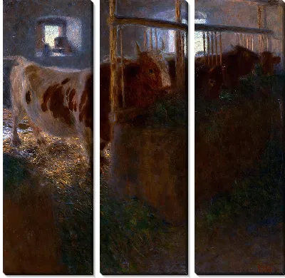 Картина Коровник Коровы в конюшне