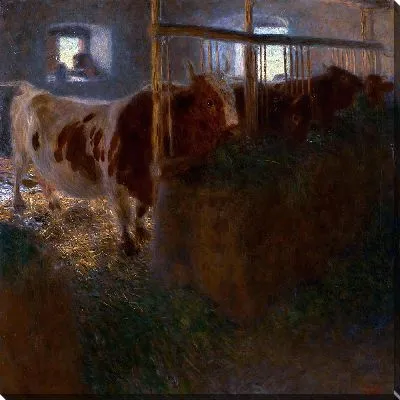 Картина Коровник Коровы в конюшне