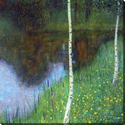 Картина Берег озера с березами