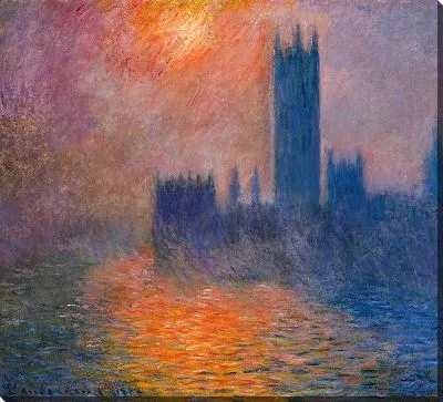 Картина Здание парламента, закат