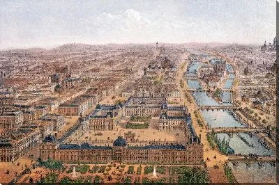 Картина Париж. Панорама Тюильри и Лувра (1870-1879)