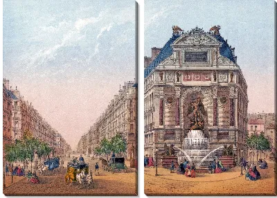 Картина Париж. Фонтен Сен-Мишель (1870-1879)