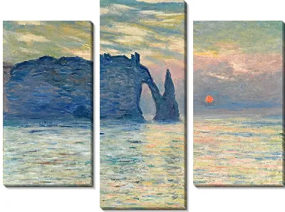 Картина Утес, Этрета, Закат