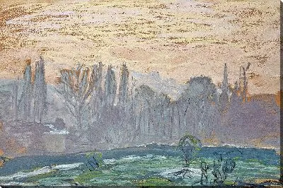 Картина Зимний пейзаж с вечерним небом