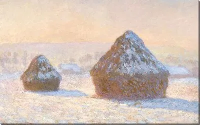 Картина Стога пшеницы, Эффект снега, Утро