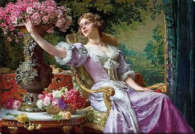 Дама в сиреневом платье с цветами (1903)