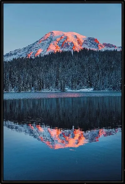 Картина Озеро, лес и горы