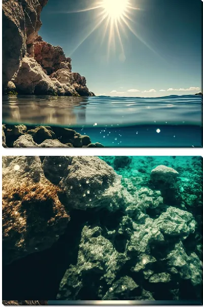 Модульная картина Под водой и над водой 2