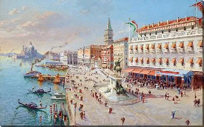 Картина Венеция, вид с высоты птичьего полета с Санта-Мария-делла-Салюте вдалеке