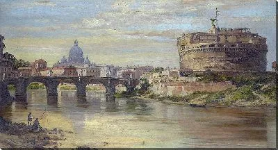 Картина Вид на Тибр с замком Святого Ангела и собором Святого Петра