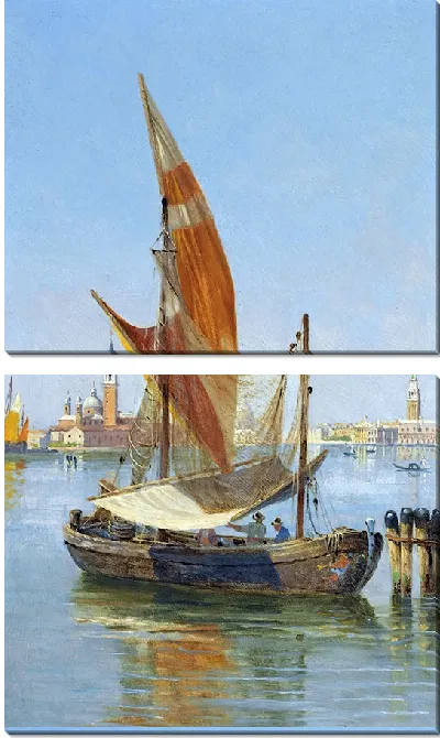 Картина Рыбацкие лодки в лагуне, Венеция