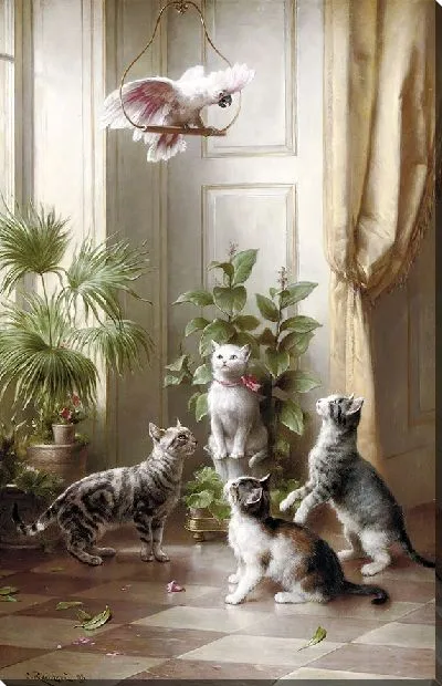 Картина Кошки и какаду (1898)