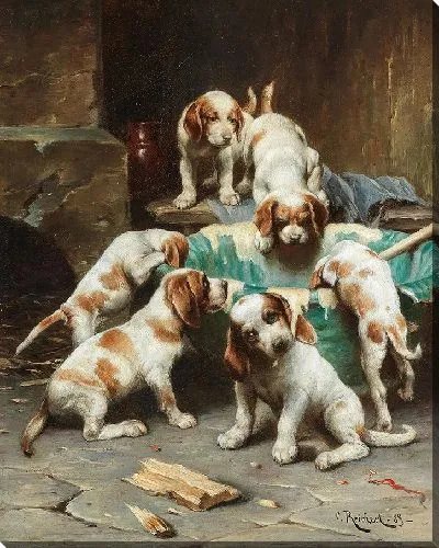 Картина Пающие щенки бигля (1889)