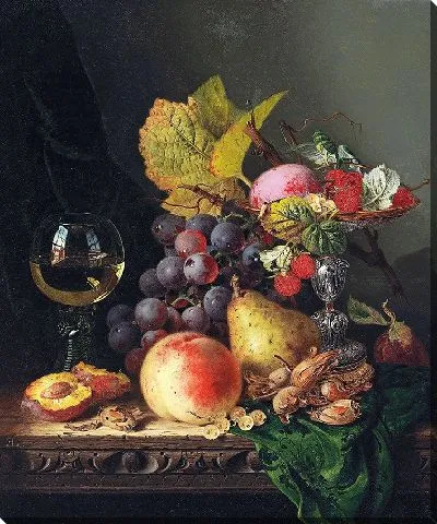 Картина Натюрморт с виноградом и бокалом вина
