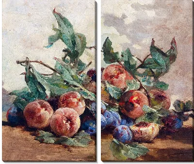 Натюрморт с фруктами, сливами и персиками