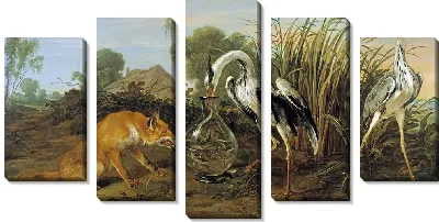 Картина Лиса в гостях у цапли