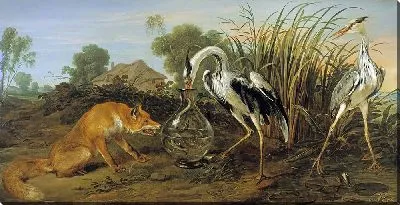 Картина Лиса в гостях у цапли