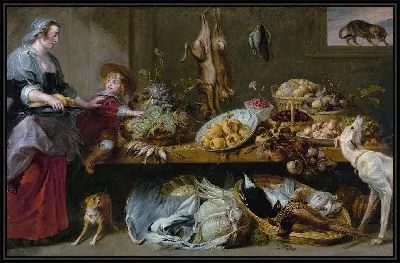 Кухонный натюрморт со служанкой и мальчиком (середина XVII века)