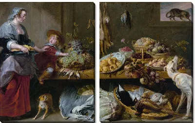 Кухонный натюрморт со служанкой и мальчиком (середина XVII века)