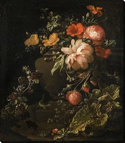 Картина Цветы, ящерицы и насекомые