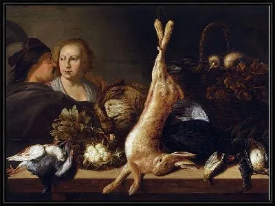 Стенд с овощами и зайцем (1640)