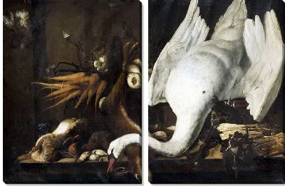 Картина Натюрморт с лебедем, спаржей, дичью и овощами