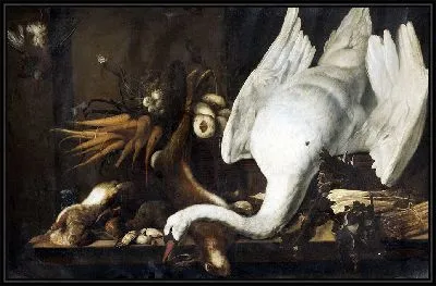 Картина Натюрморт с лебедем, спаржей, дичью и овощами