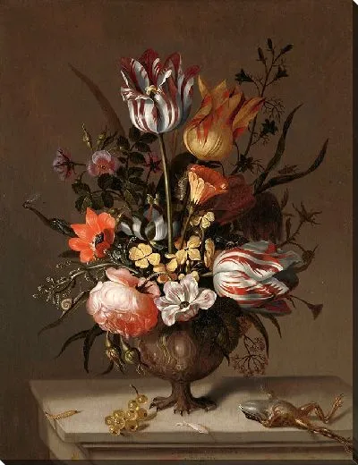 Картина Натюрморт с вазой цветов и мертвой лягушкой (1634)